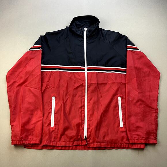 Vintage MacGregor Jacket Track Windbreaker Adult Large Red Black Full Zip 90s - Picture 1 of 12
